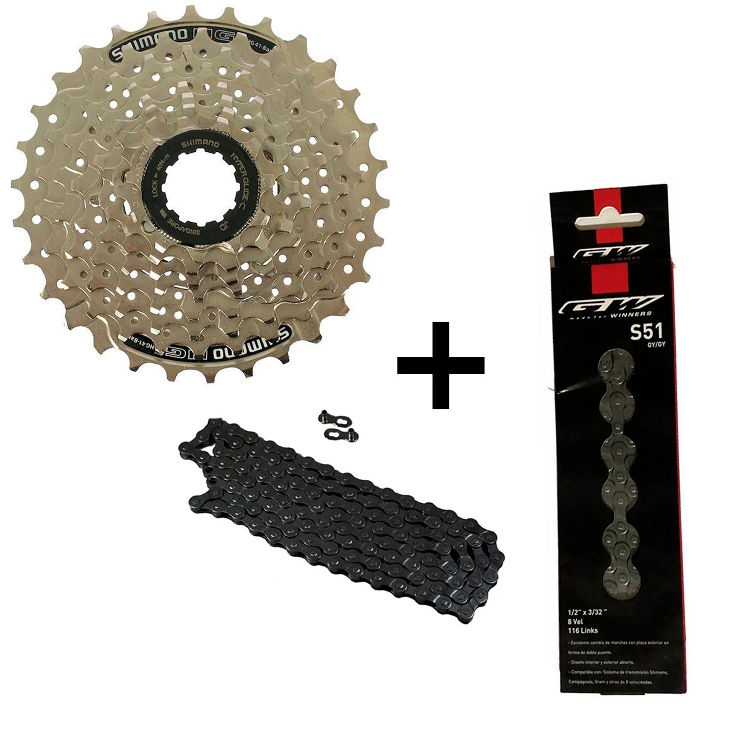 Combo Pacha Cassette CS-Hg41 Shimano 8vel 11-30 + Cadenilla Gw 8/7/6Velocidades