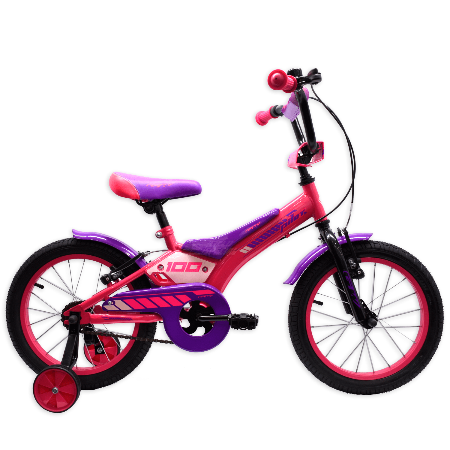 Bicicleta Gw Pilot Rin 16 Niñas 4 a 7 Años Rosado Brillante Morado