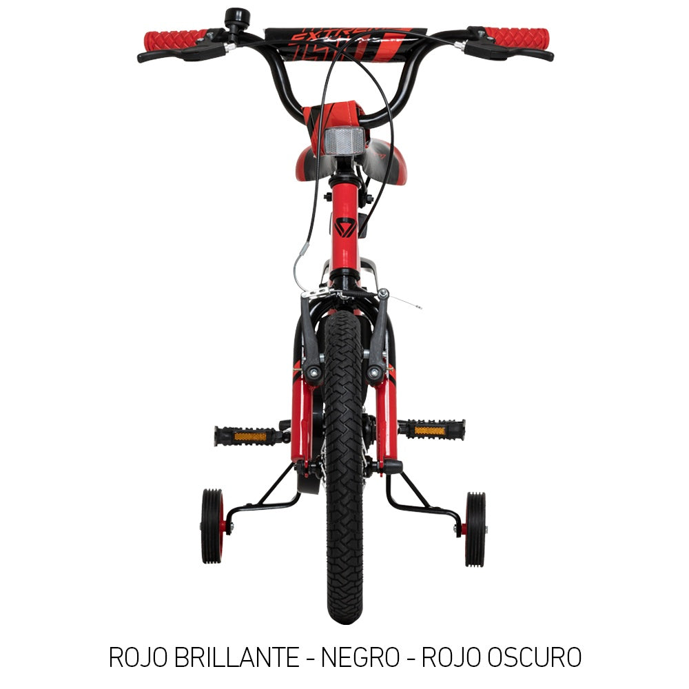 Bicicleta Rin 16 Infantil Gw Extreme Acero Ruedas Auxiliares 4 a 7 Años Rojo