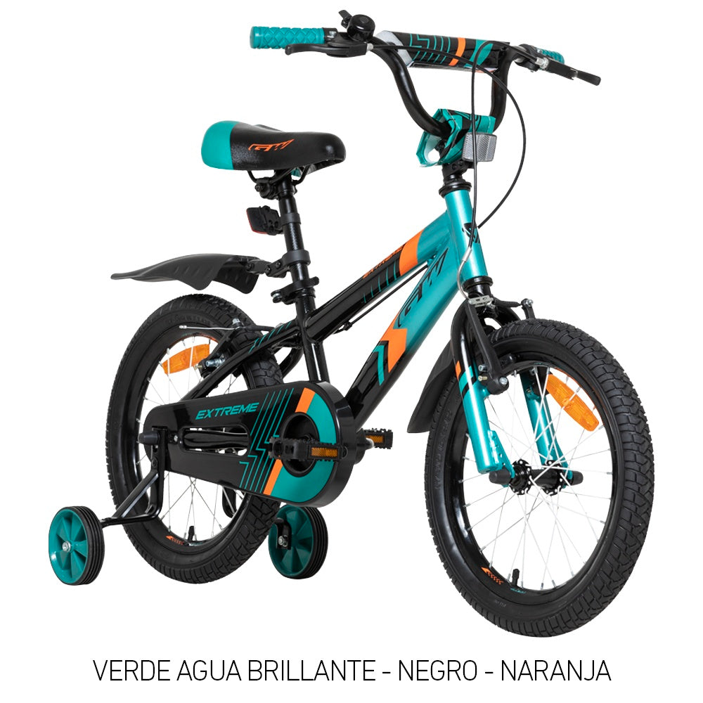 Bicicleta Infantil Gw Extreme Rin 16 Acero Ruedas Auxiliares 4 a 7 Años Esme
