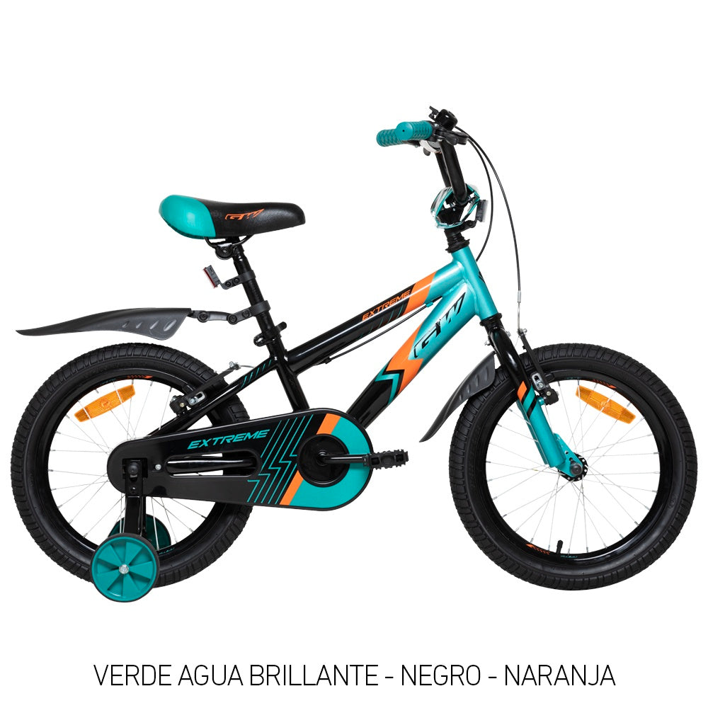 Bicicleta Infantil Gw Extreme Rin 16 Acero Ruedas Auxiliares 4 a 7 Años Esme