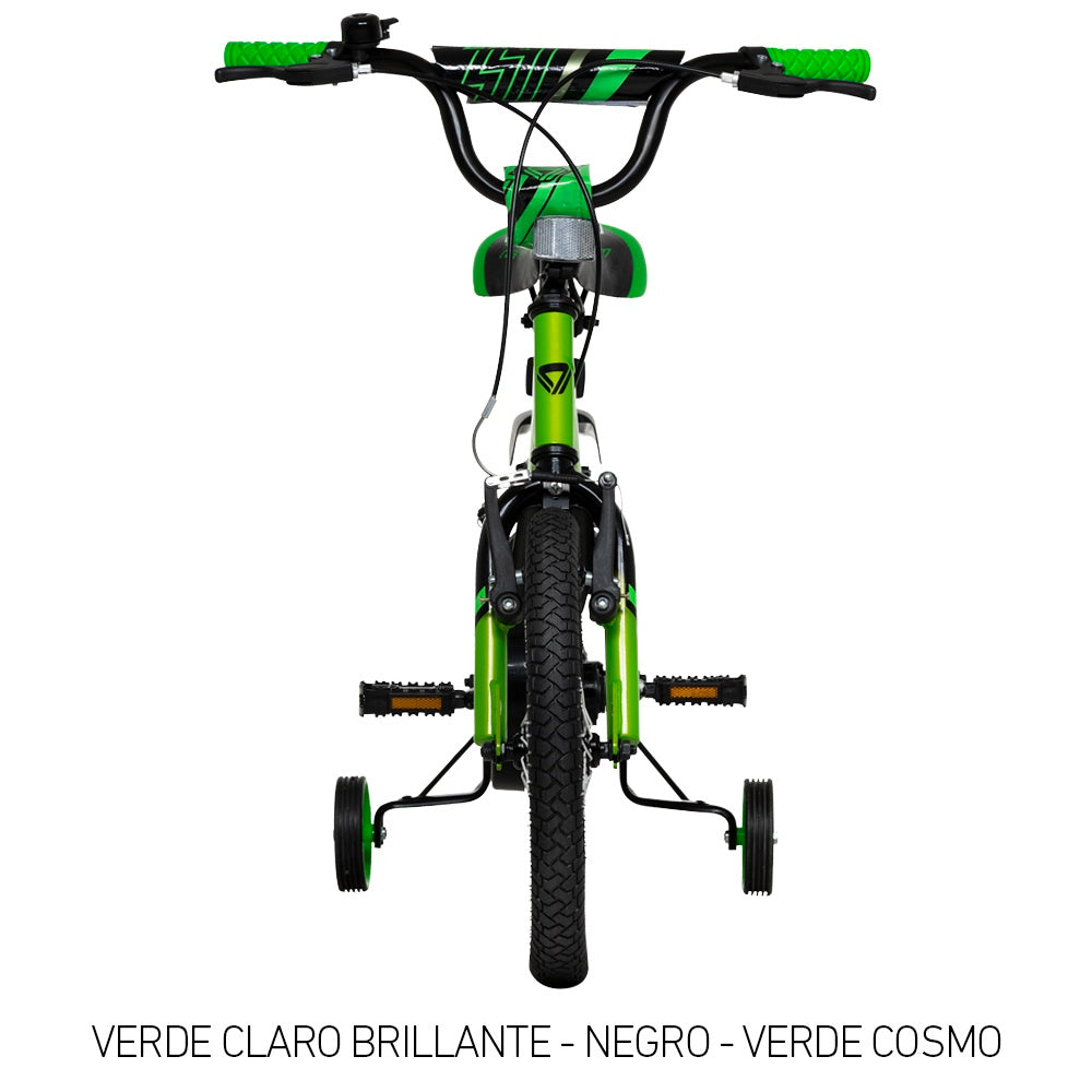Bicicleta Infantil Gw Extreme Rin 16 Acero Ruedas Auxiliares 4 a 7 Años Verde