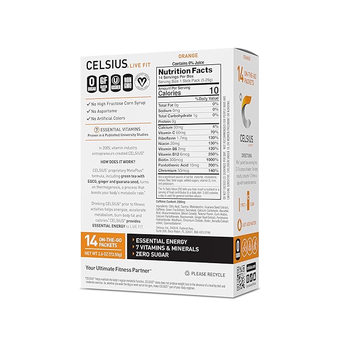 ENERGIZANTE EN POLVO SABOR NARANJA (200MG CAFEINA)