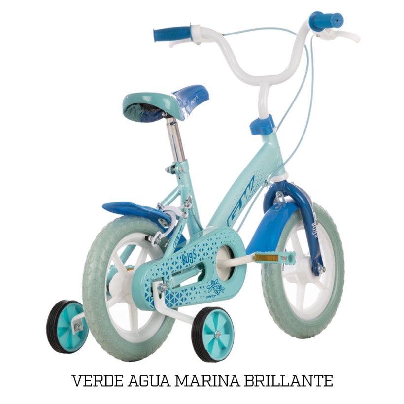 Bicicleta Infantil Gw Bugs Rin 12 Niña Acero 2 a 5 Años Verde Agua