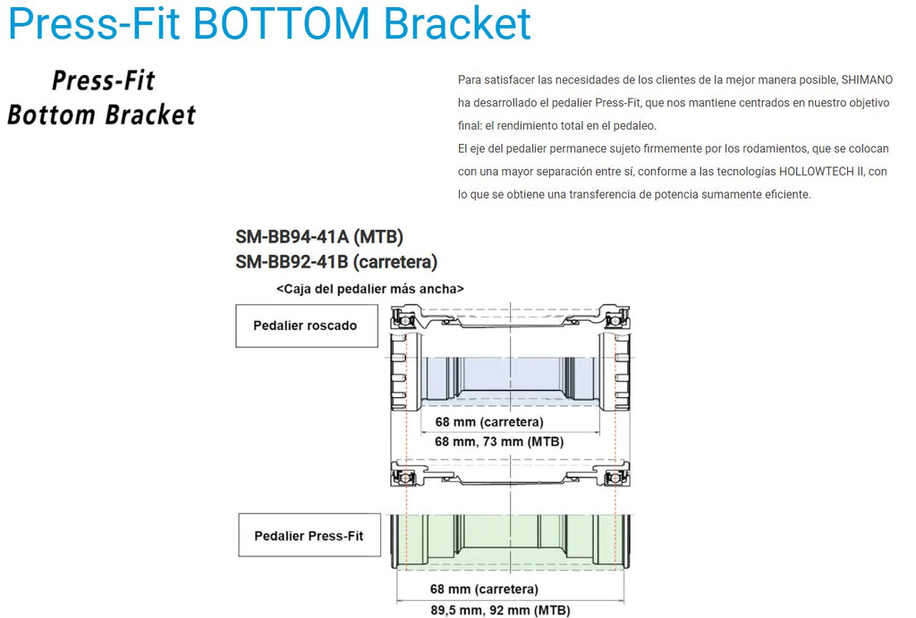 Eje De Centro Sm-Bb71-41a Bottom Bracket Ciclismo Mtb
