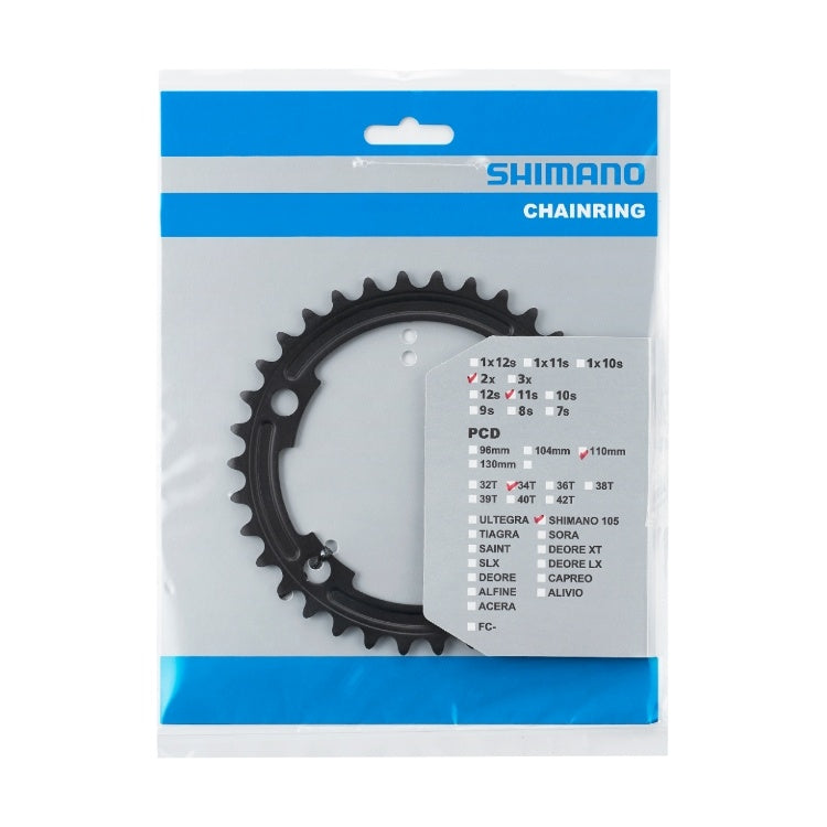 Plato Coronilla Shimano 105 R7000 11V 110mm 34T Dientes Ciclismo Ruta