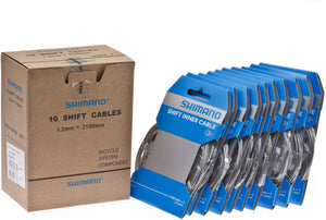Caja x10 Unidades Cable De Cambios Shimano Acero Ciclismo Mtb Ruta 1.2x2100 mm