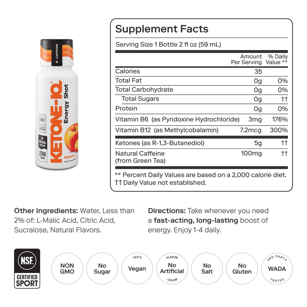 CS NUT KETONE-IQ ENERGY SHOT + CAFEINA PEACH