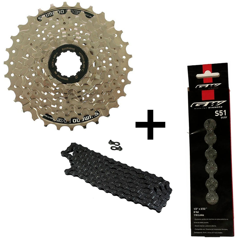 Combo Pacha Cassette CS-Hg41 Shimano 8vel 11-30 + Cadenilla Gw 8/7/6Velocidades
