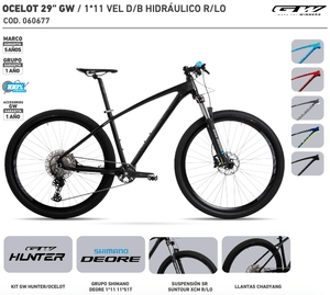 Bicicletas gw Ocelot aluminio rin 29 TALLA 17 (M) / shimano 11 vel negro mate