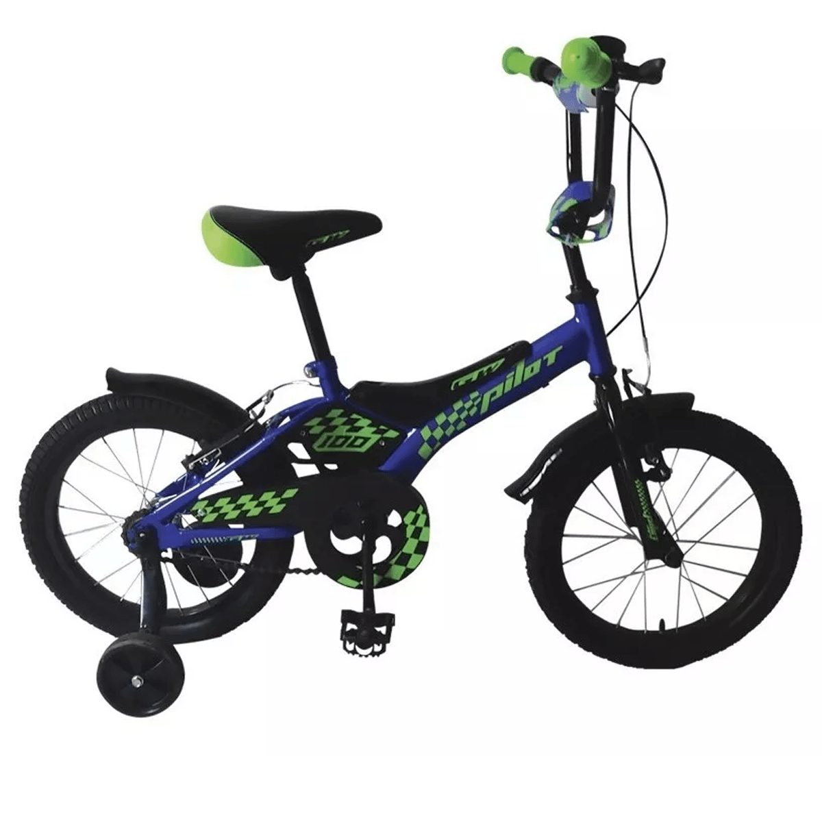 Bicicleta infantil Gw Pilot Rin 16" Acero / RUEDAS AUXILIARES AZUL / VERDE / NEG