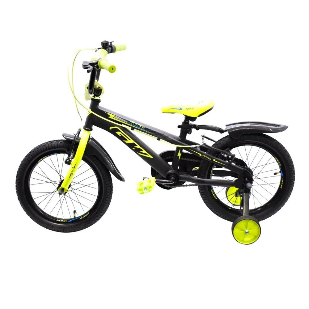 Bicicleta Infantil Gw Lighting Rin 16 Acero Ruedas Auxiliares 4 a 7 Años Negra