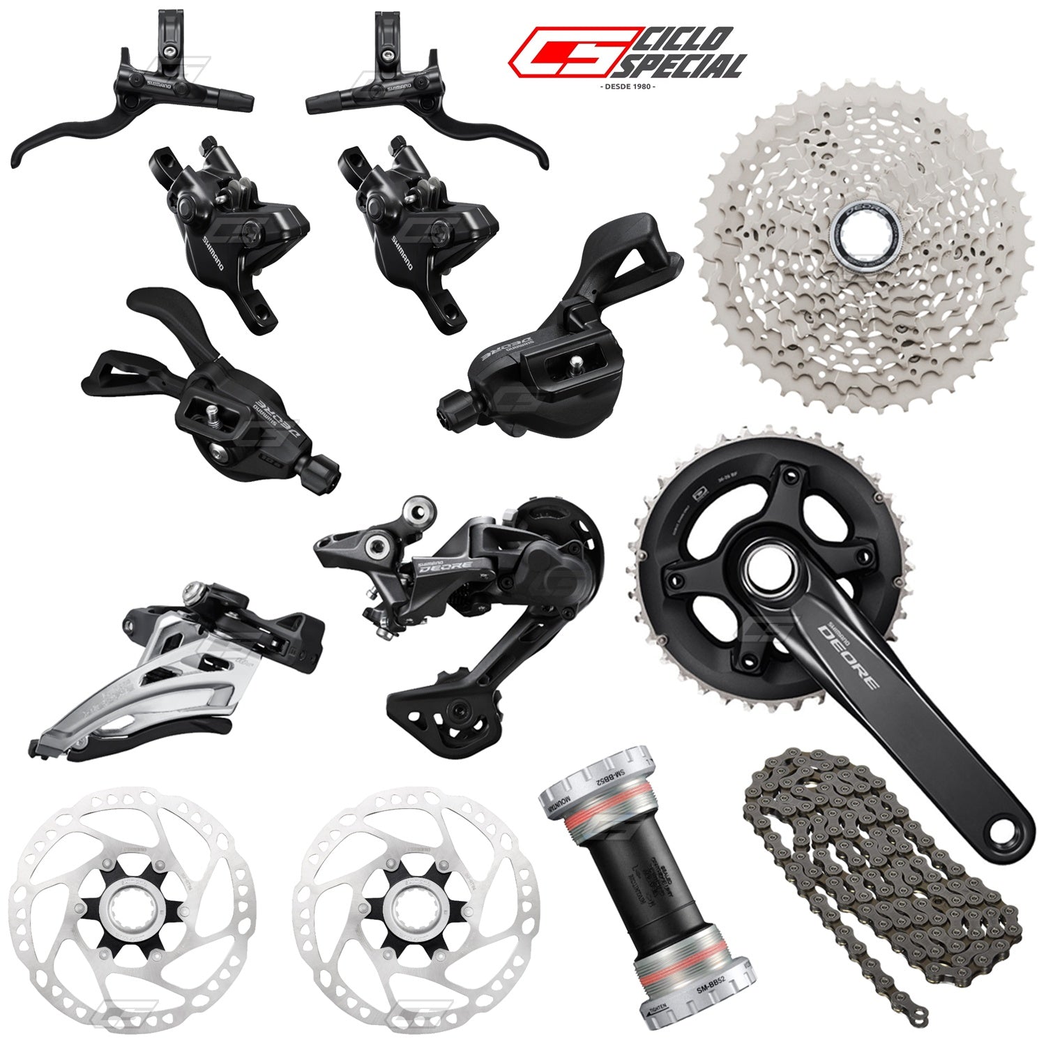 Grupo Shimano Deore M4100 2x10 38-28T Biela 175mm Ciclismo Mtb